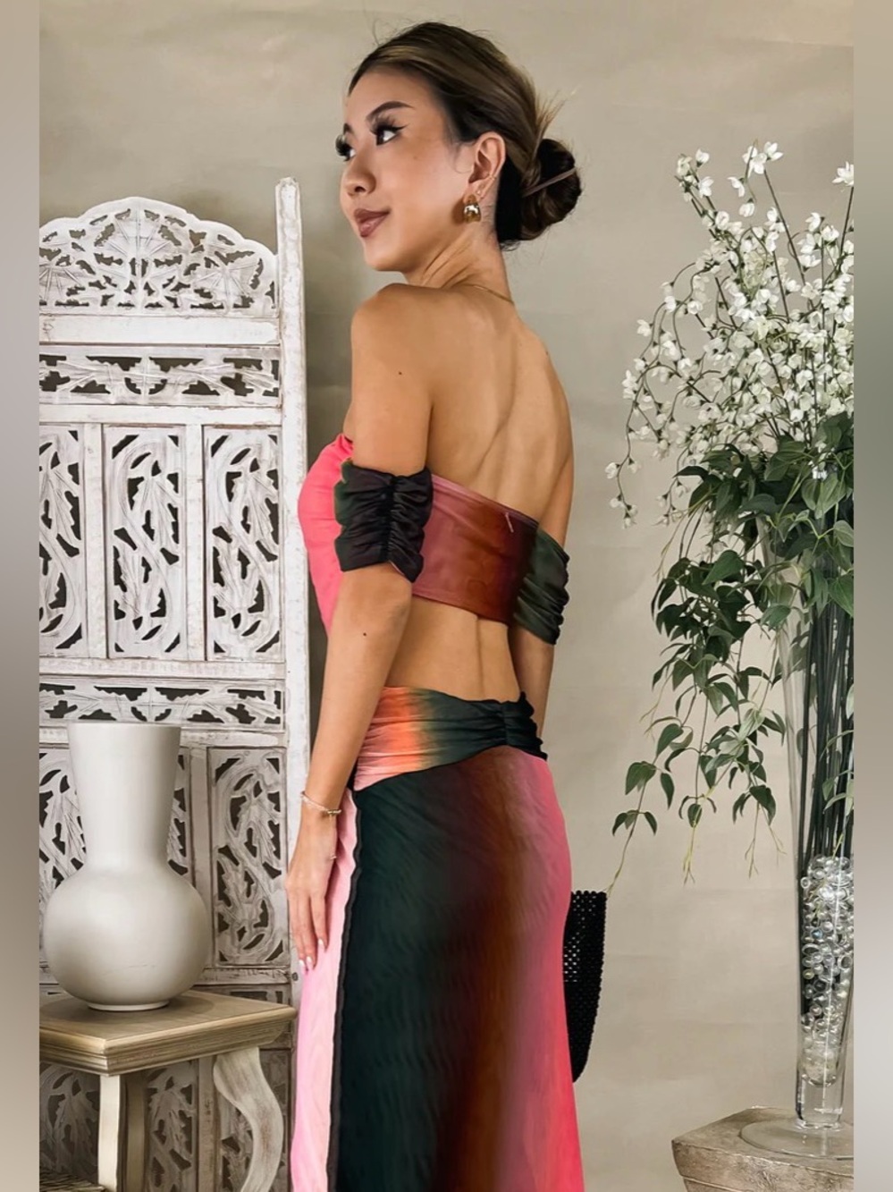 NWT MISA Los Angeles Davina Mesh Ombre Off Shoulder Top XS Designer Statement - Picture 2 of 5